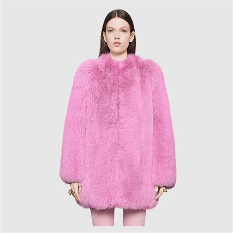 gucci faux fur coat pink|Gucci fur coats female.